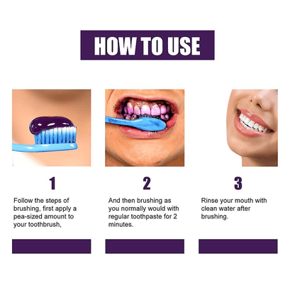 Purple Whitening Toothpaste Yellow Teeth Stains Removal - 50ml